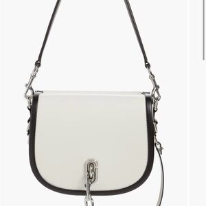 Marc Jacobs White and Black Leather Crossbody Saddle Bag